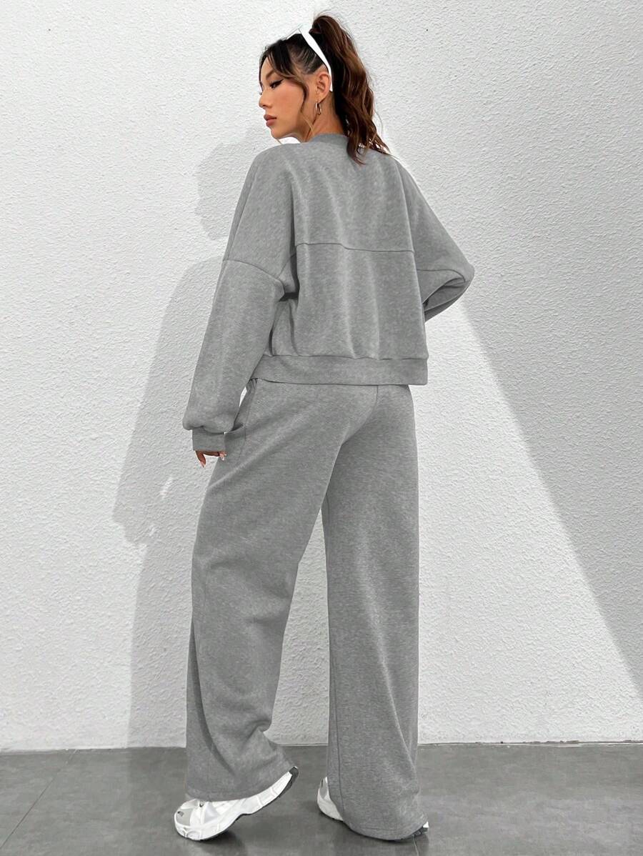 SHEIN Unity Women's Casual Long Sleeve Top And Pants Two Pieces Outfit