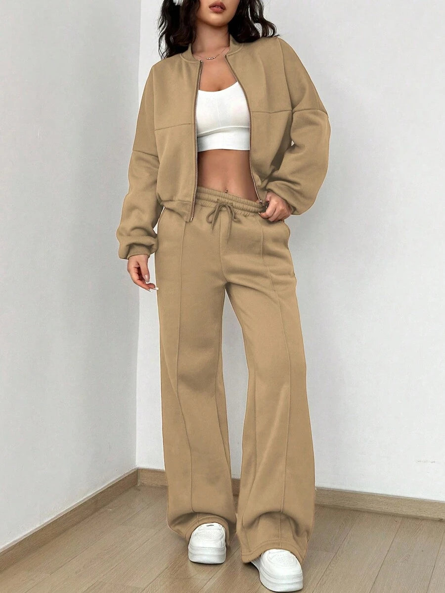 SHEIN Unity Women's Casual Long Sleeve Top And Pants Two Pieces Outfit
