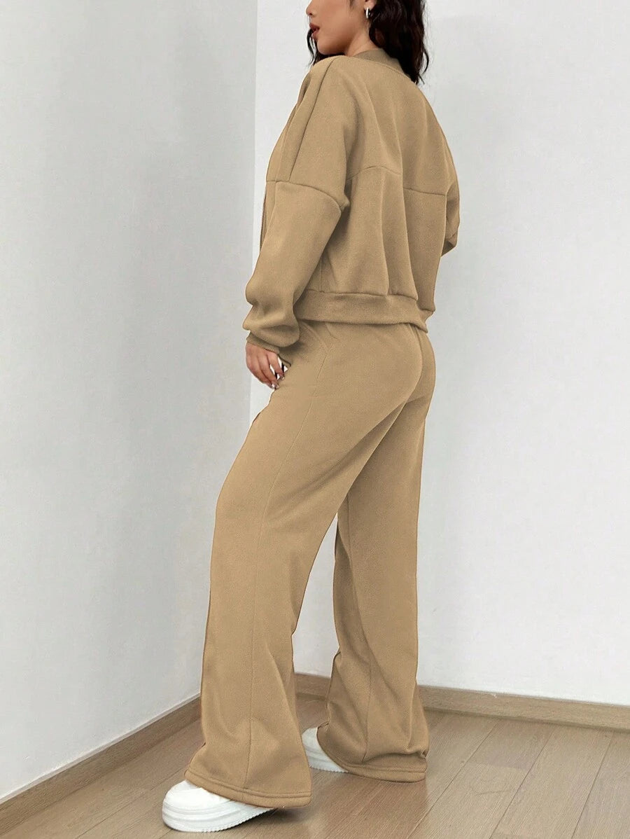 SHEIN Unity Women's Casual Long Sleeve Top And Pants Two Pieces Outfit