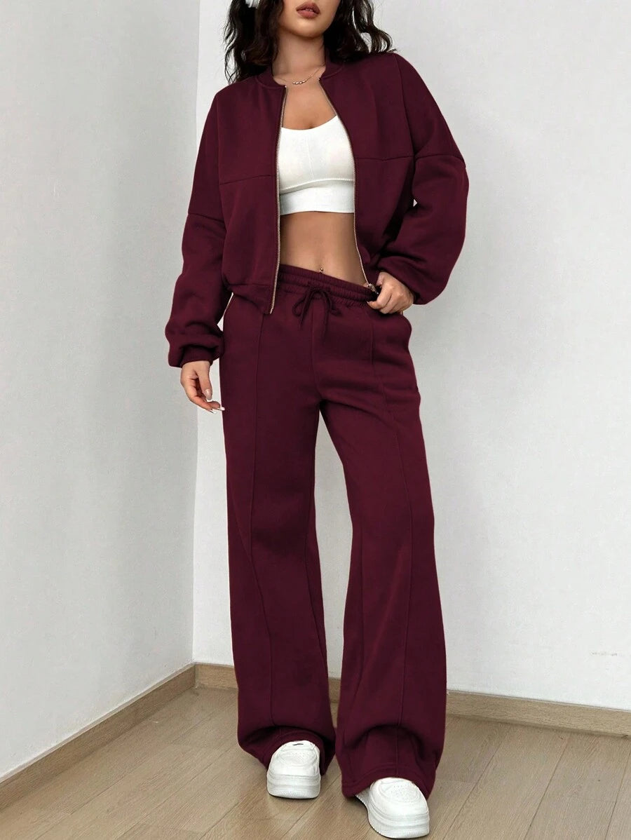SHEIN Unity Women's Casual Long Sleeve Top And Pants Two Pieces Outfit