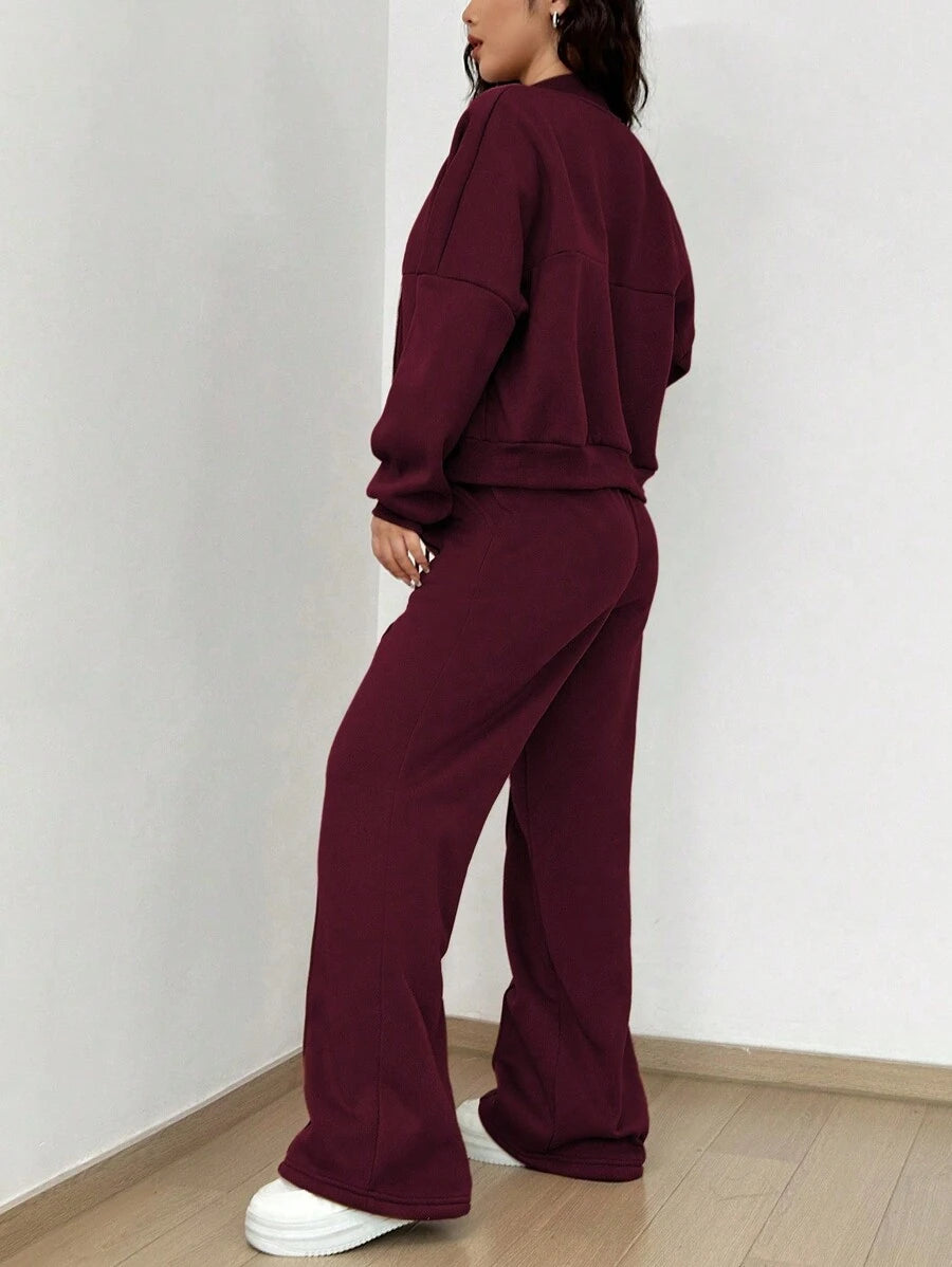 SHEIN Unity Women's Casual Long Sleeve Top And Pants Two Pieces Outfit