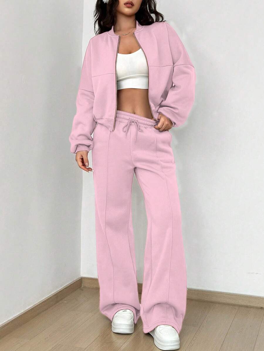 SHEIN Unity Women's Casual Long Sleeve Top And Pants Two Pieces Outfit