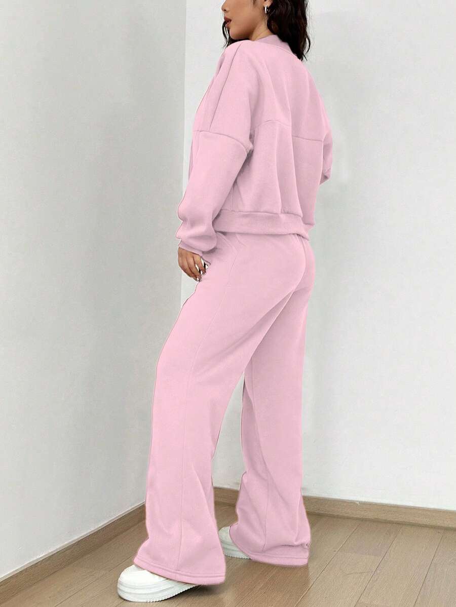 SHEIN Unity Women's Casual Long Sleeve Top And Pants Two Pieces Outfit