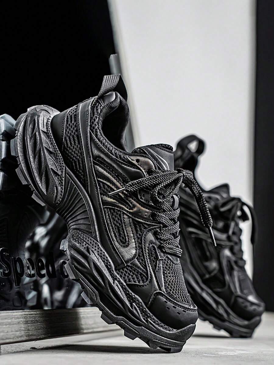 bingyuanjing Men's Breathable New Style Mesh Thick Sole Chunky Casual Sneakers, Chunky Sports Shoes