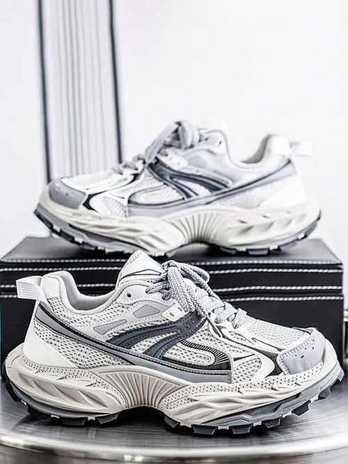 bingyuanjing Men's Breathable New Style Mesh Thick Sole Chunky Casual Sneakers, Chunky Sports Shoes