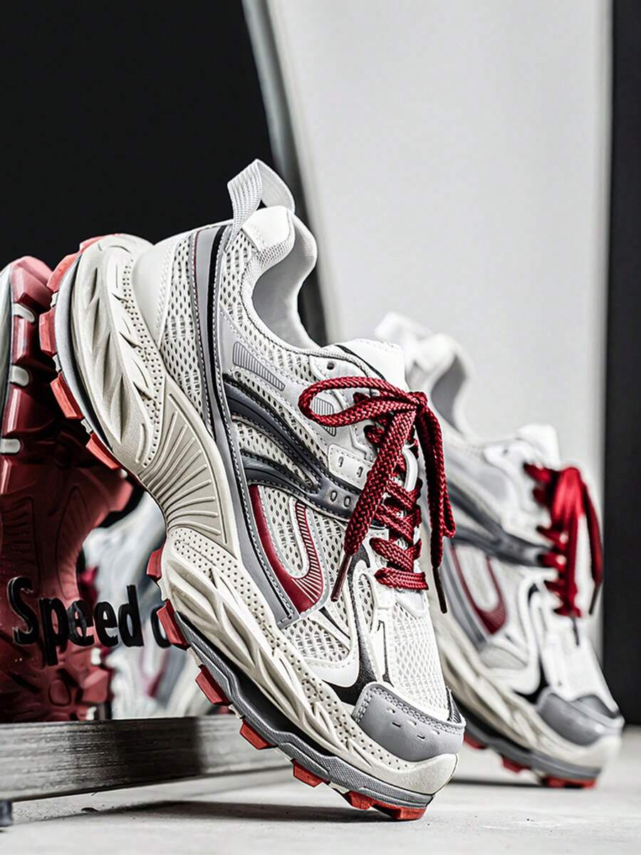 bingyuanjing Men's Breathable New Style Mesh Thick Sole Chunky Casual Sneakers, Chunky Sports Shoes