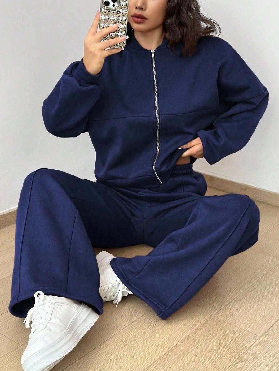 SHEIN Unity Women's Casual Long Sleeve Top And Pants Two Pieces Outfit