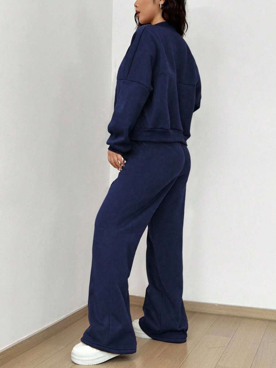 SHEIN Unity Women's Casual Long Sleeve Top And Pants Two Pieces Outfit