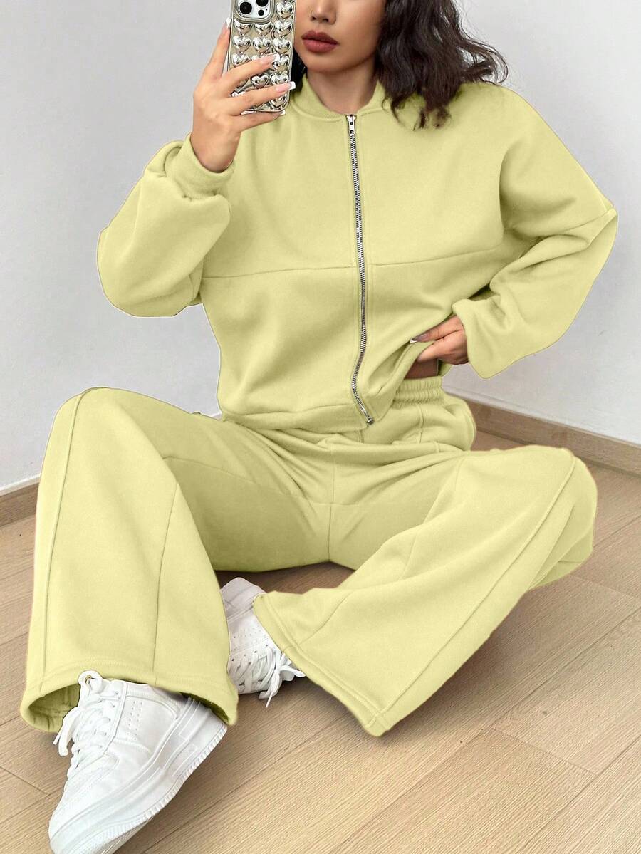 SHEIN Unity Women's Casual Long Sleeve Top And Pants Two Pieces Outfit