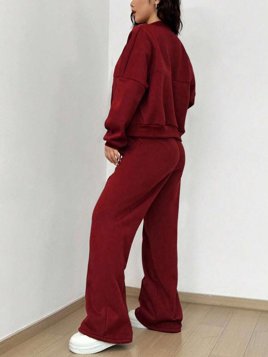 SHEIN Unity Women's Casual Long Sleeve Top And Pants Two Pieces Outfit