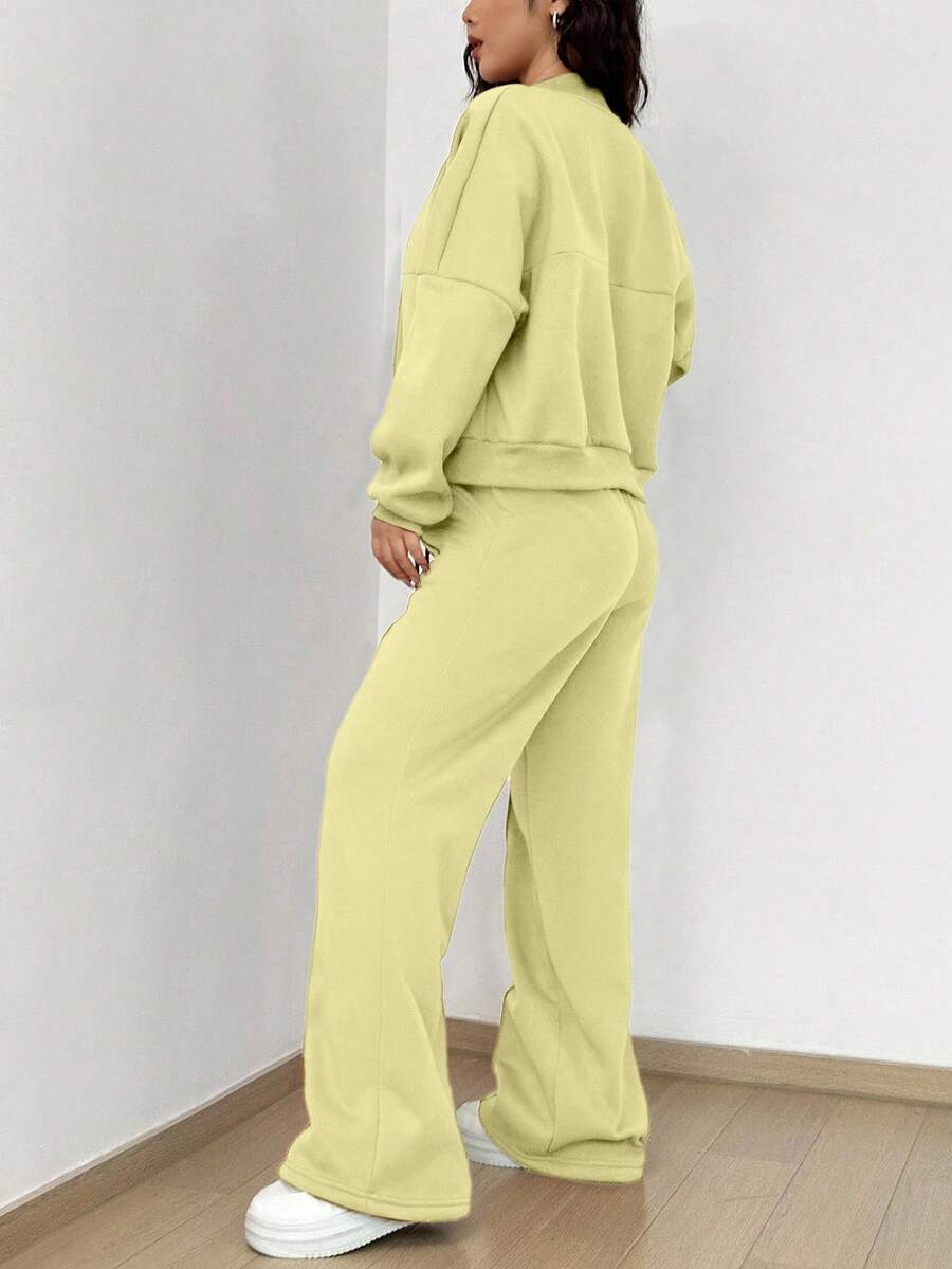 SHEIN Unity Women's Casual Long Sleeve Top And Pants Two Pieces Outfit