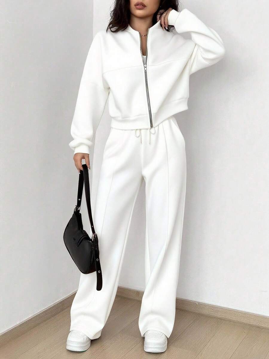 SHEIN Unity Women's Casual Long Sleeve Top And Pants Two Pieces Outfit