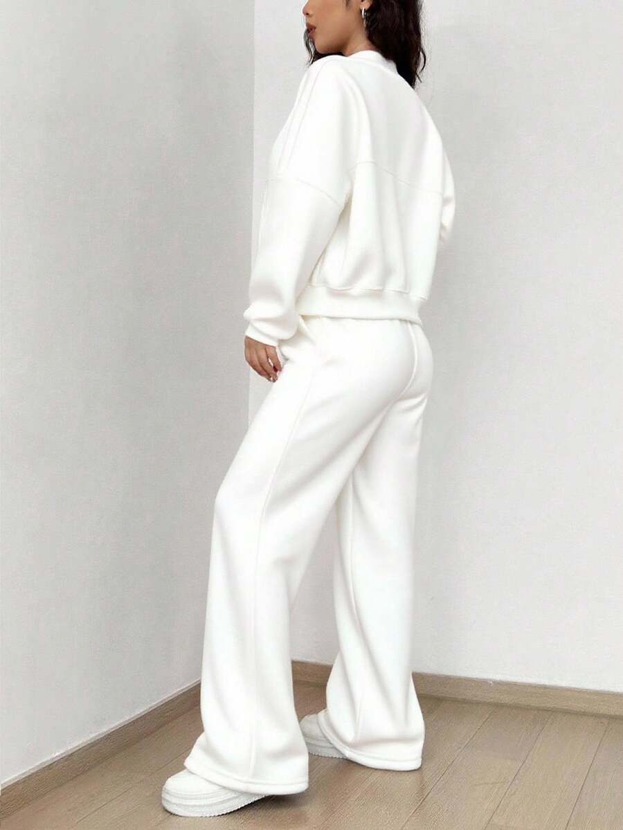 SHEIN Unity Women's Casual Long Sleeve Top And Pants Two Pieces Outfit