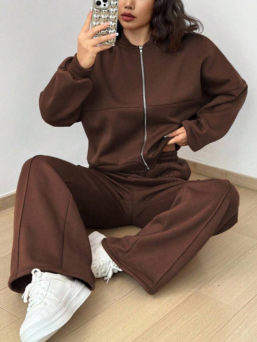 SHEIN Unity Women's Casual Long Sleeve Top And Pants Two Pieces Outfit