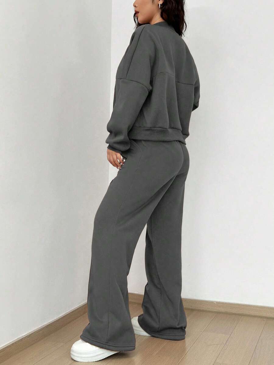 SHEIN Unity Women's Casual Long Sleeve Top And Pants Two Pieces Outfit