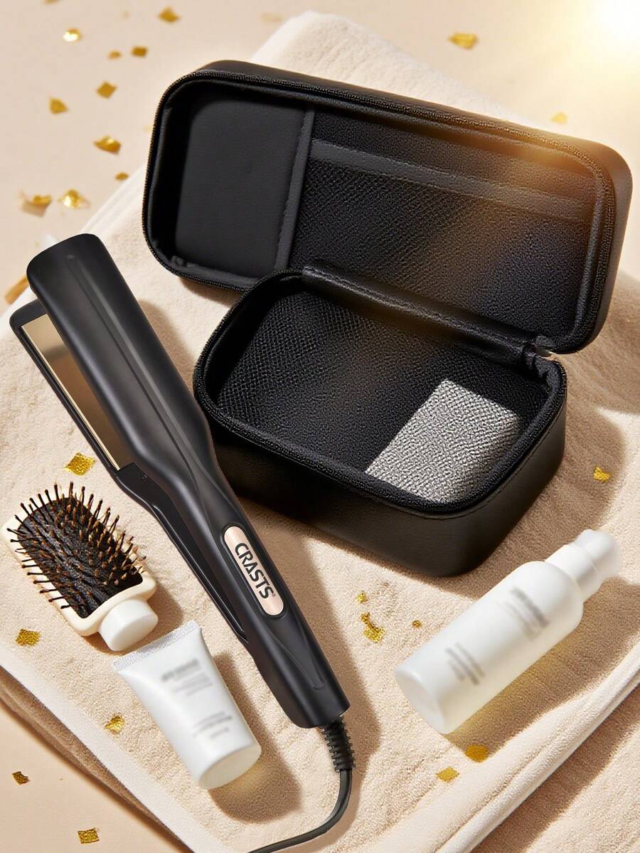 CRASTS Straightening Iron, 2-In-1 Straightener & Curler, Ceramic Plates, No Damage To Hair, Suitable For Bangs, Home Use, Black