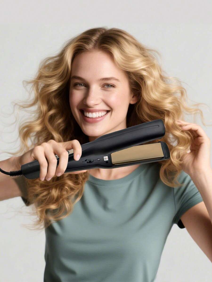 CRASTS Straightening Iron, 2-In-1 Straightener & Curler, Ceramic Plates, No Damage To Hair, Suitable For Bangs, Home Use, Black