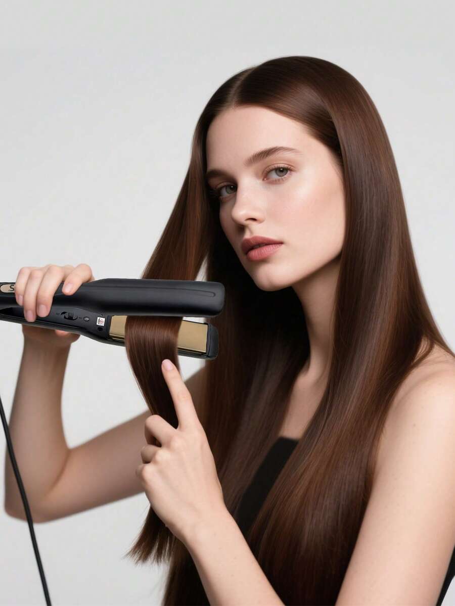 CRASTS Straightening Iron, 2-In-1 Straightener & Curler, Ceramic Plates, No Damage To Hair, Suitable For Bangs, Home Use, Black
