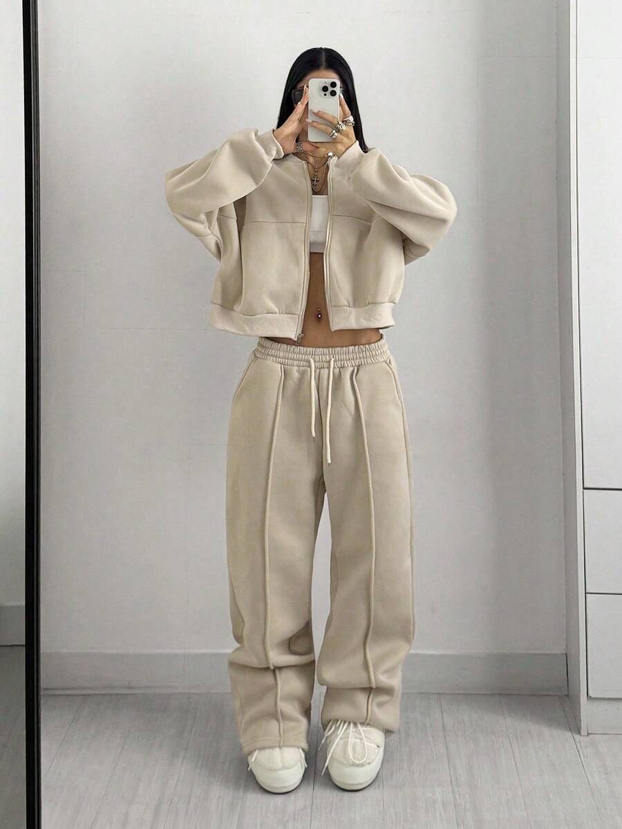 SHEIN Unity Women's Casual Long Sleeve Top And Pants Two Pieces Outfit