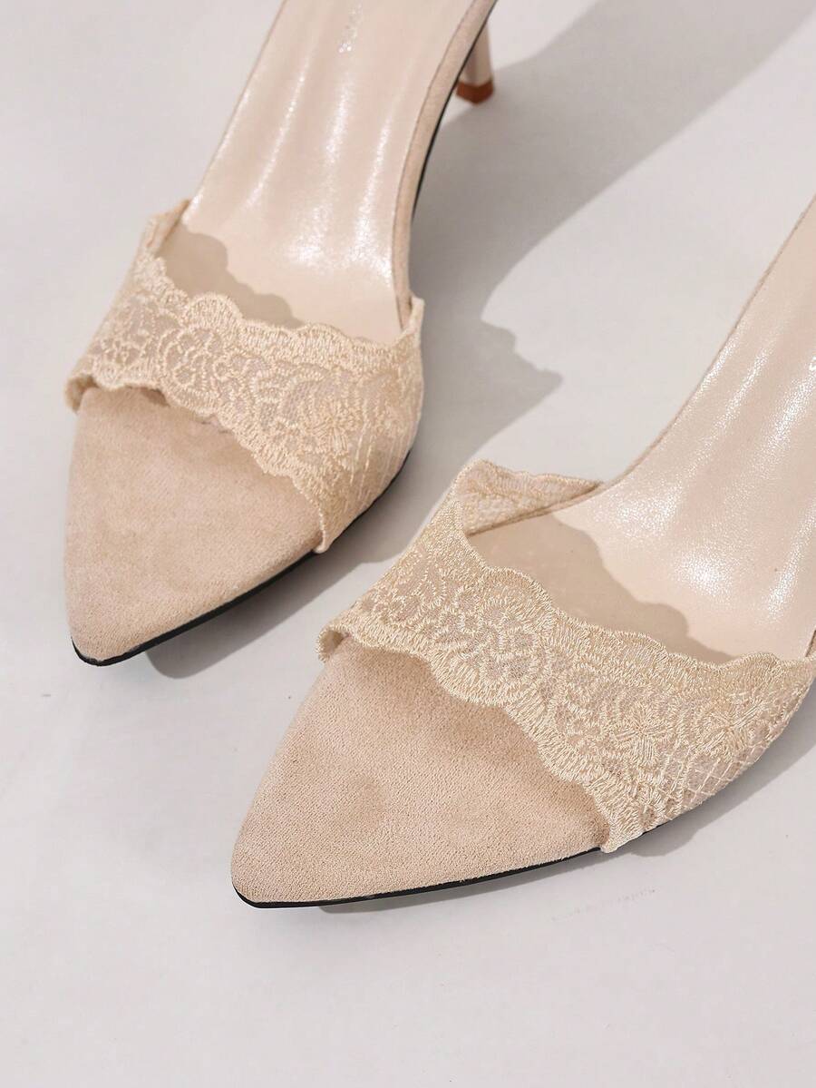 Black Open Toe Mesh Summer New Fashion Stiletto High Heel Sandals, Minimalist Versatile Women's Formal Sandals, Pointed Toe Elegant Stiletto Slide Sandals