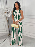 AIJ Amarilo Striped Sleeveless Top And Straight Leg Pants 2-Piece Suit Set, Elegant Business Casual, Latest Spring/Summer Women's Outfit Black