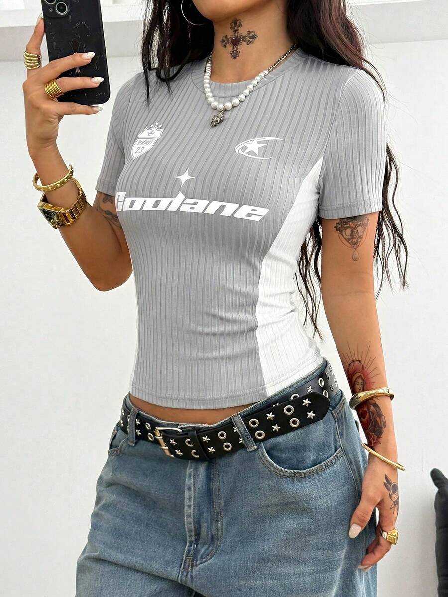 Coolane Women's Summer Y2K Streetwear Vintage Concert Rave Festival Going Out Black Crop T-Shirt Tees
