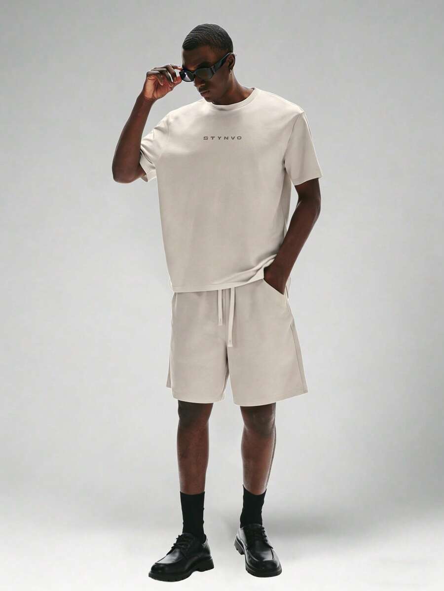 PAVTROS Men's Casual Contrast Color Short Sleeve T-Shirt And Shorts Set, Summer